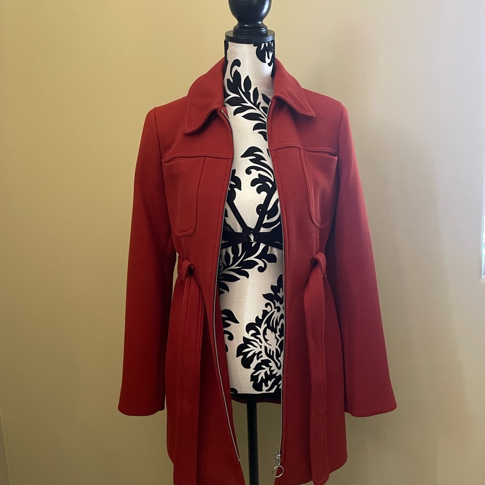 Zara Women's Burnt Orange Polyester Trench Coat - Picture 2 of 4